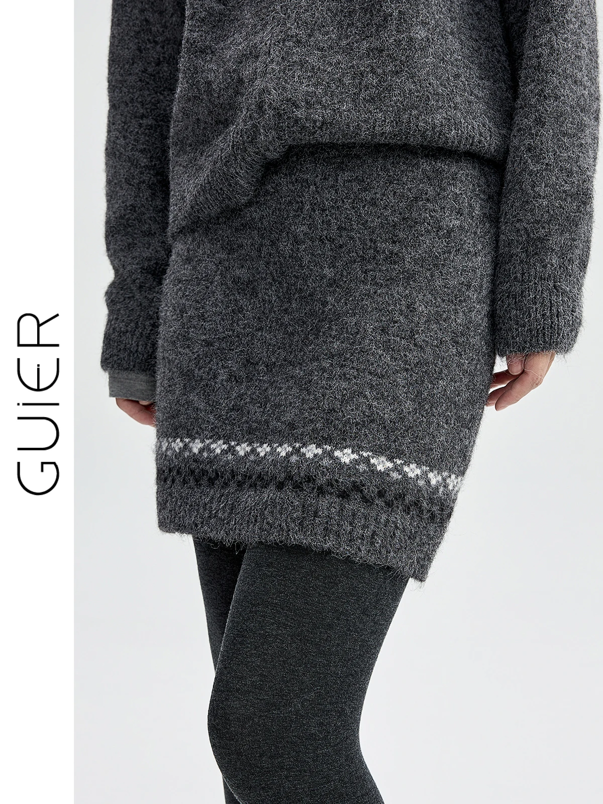 

Вязаная юбка-обертка Guier с завышенной талией, женская, зимняя коллекция 2025, новая, в стиле ретро, универсальная, утягивающая, средней длины