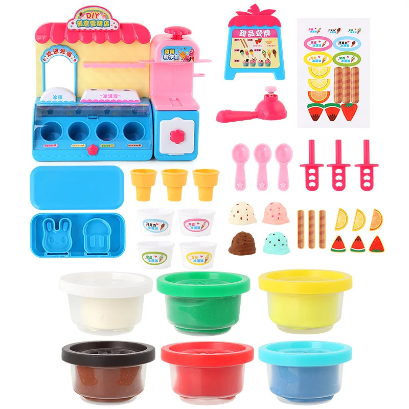 41pcs/set High Quality LED Lights DIY Handmade colored clay ice cream dessert Play house Interactive Toy baby birthday gift