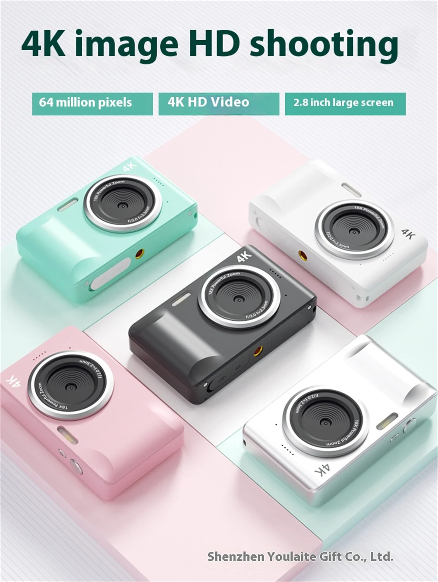 

Compact 4K Digital Camera with 18X Zoom, Student - Friendly, Home & Travel Ready