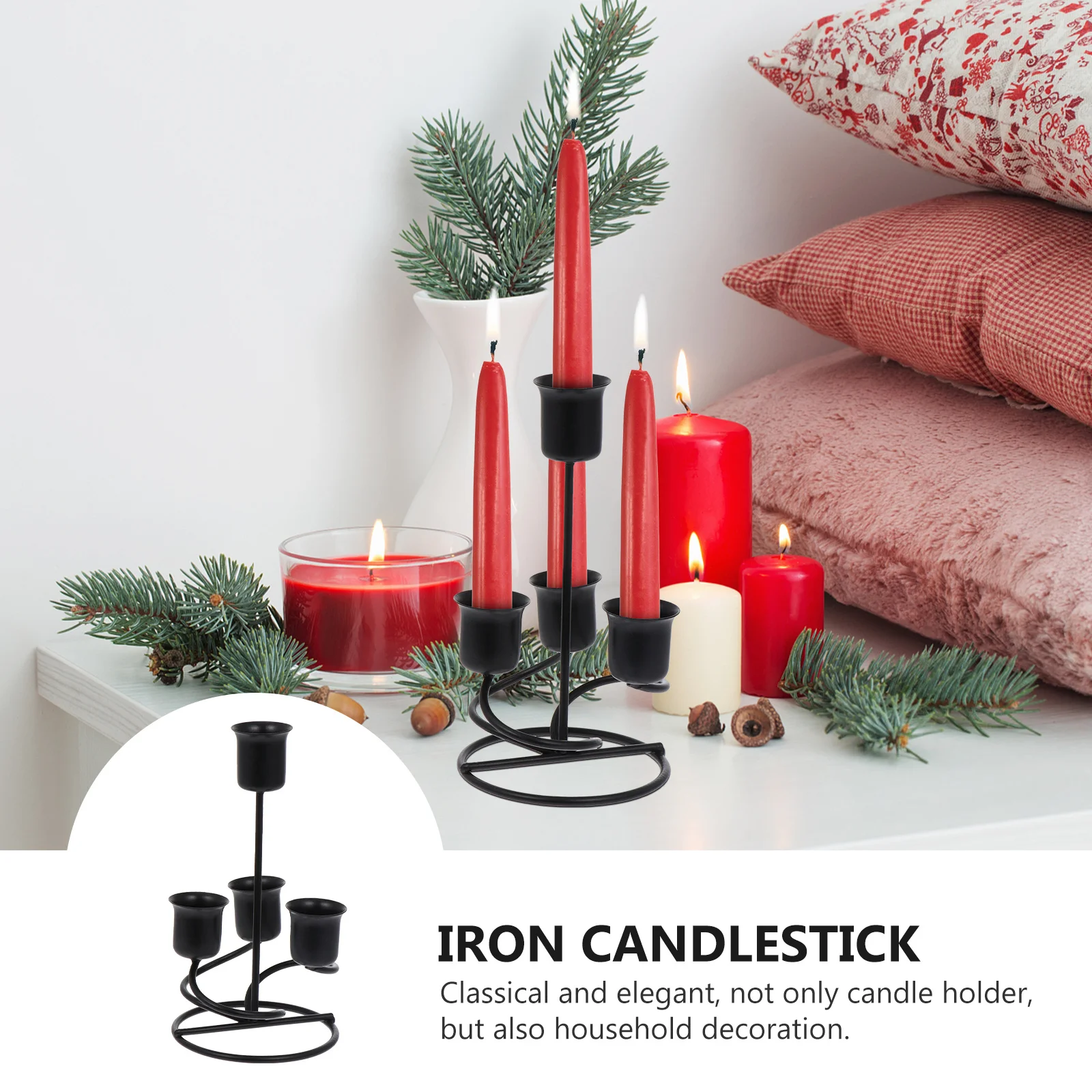 

European Iron Candlestick Retro Holder Vintage Ironwork Stand Household Decoration Wedding Birthday Party