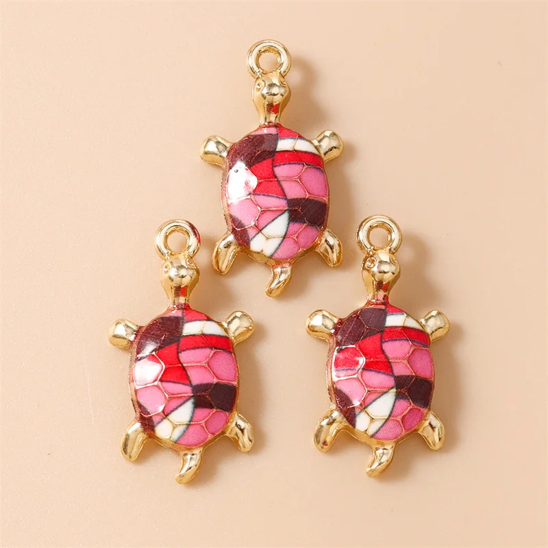 Leslie 20 Stück 13 x 24 mm neue zarte bunte Schildkröten-Anhänger für baumelnde Ohrringe, Halsketten-Anhänger, handgefertigt, DIY-Schmuckherstellung – Detail 12