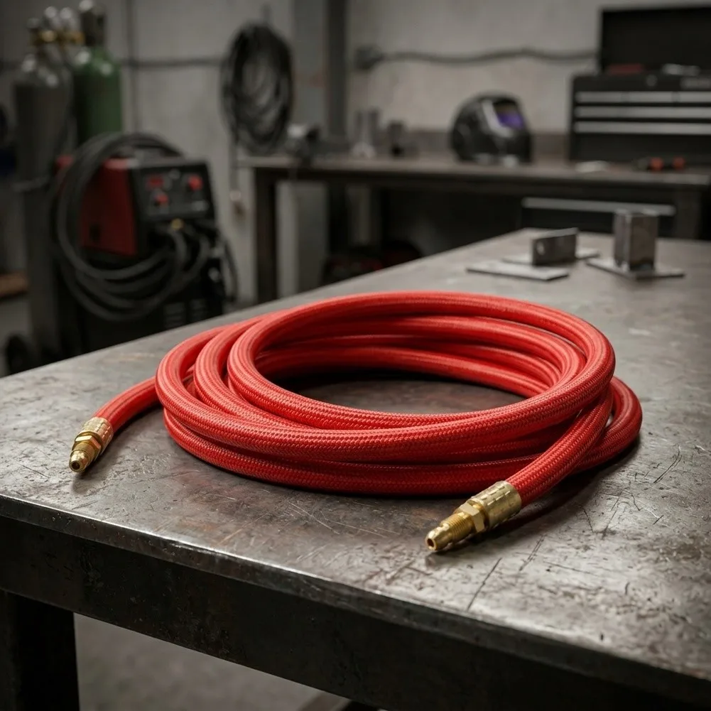 12.5FT for tig for torch for Power Cable for WP9/17 Water-Cooled Series, CK57Y01RSF, Nylon for braided Silicone Hose, Red Rubber
