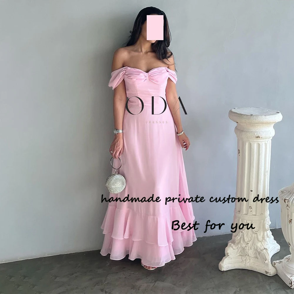 

Pink Mermaid Evening Dresses Off Shoulder Arabian Dubai Party Prom Dress Floor Length 2024 Celebrate Event Gown Lace Up Back