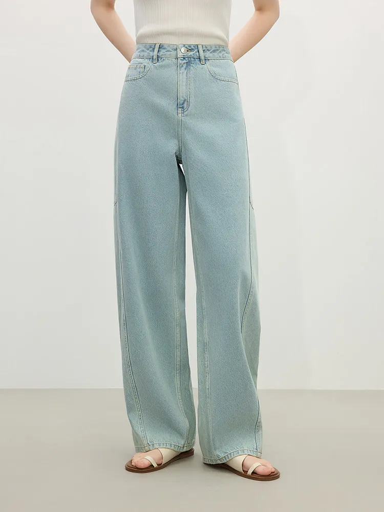 

High Waist Wide Leg Denim Jeans Women's Spring Slim Straight Long Pants Shape Banana Pants Commute Style Spring Season