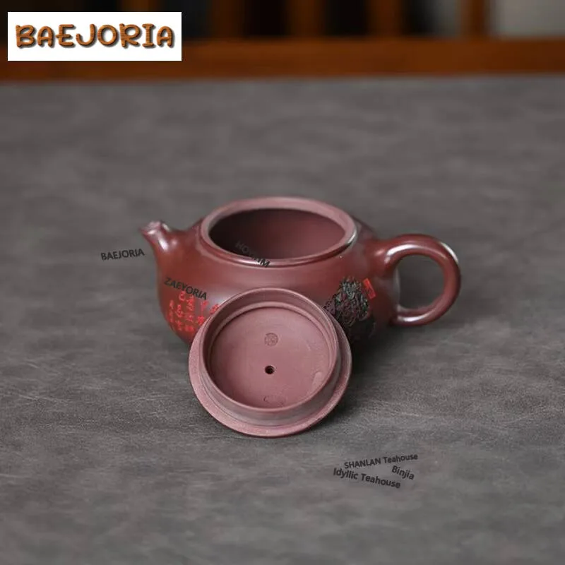 190ml Authentic Yixing Purple Clay Teapots Handmade Landscape Pot Raw Ore Dragon Blood Sand Mud Kettle Zisha Tea Set Craft Gifts view 4