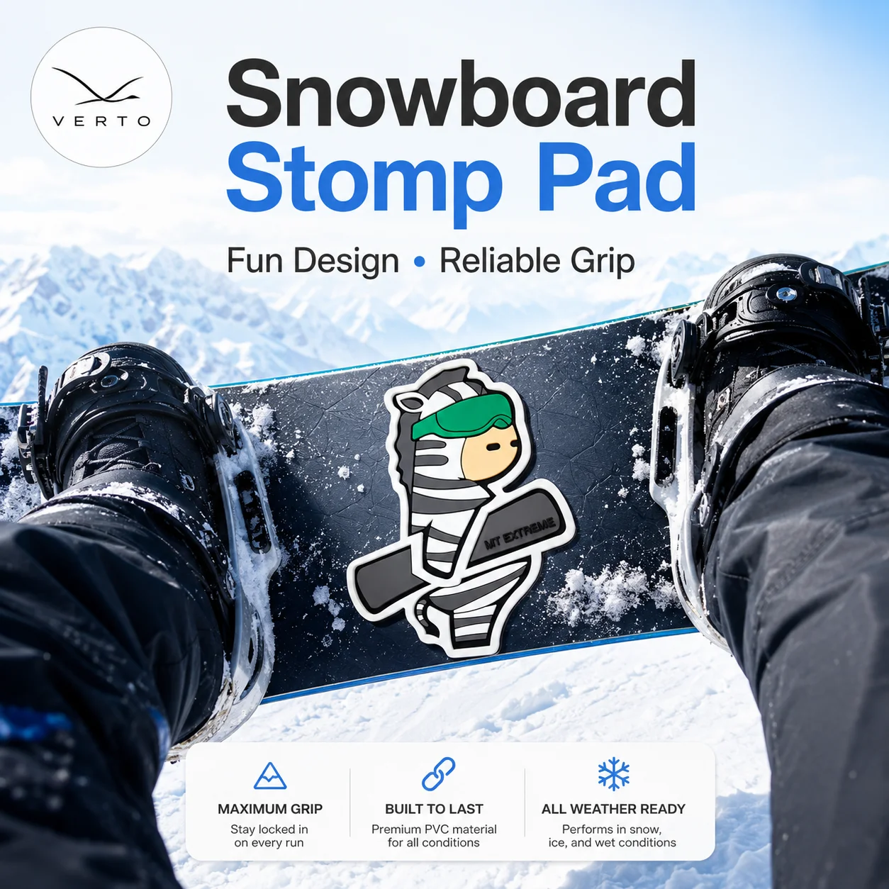

Animal Shape Snowboard Stomp Pad Waterproof Traction Grip Mat with Strong Adhesive for All-Mountain Riding