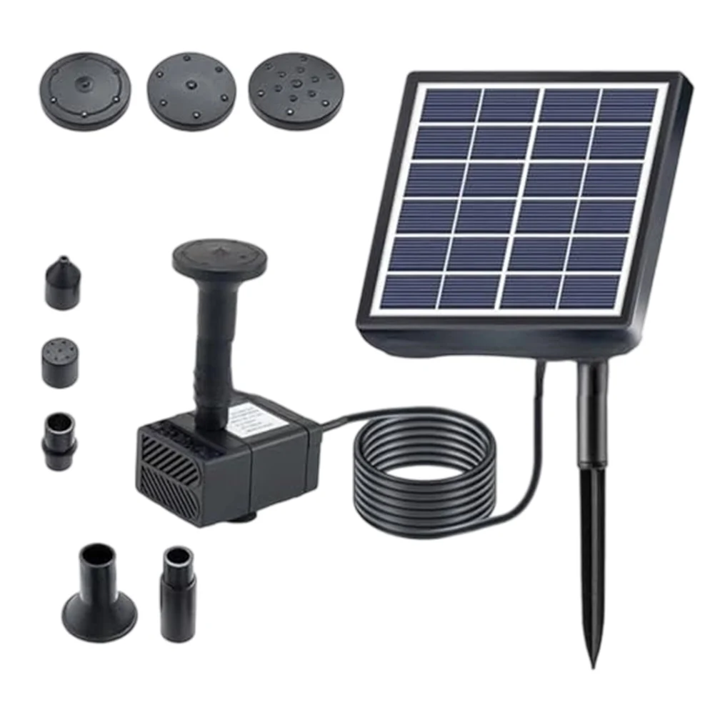 Solar Fountain Pump Kit with 5 Nozzle Attachments for Outdoor Water Features Solar Powered Pump for Garden and Pond Use