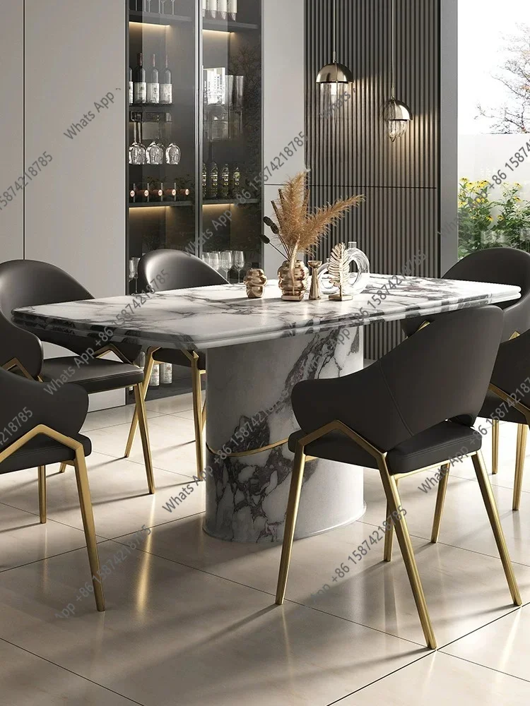 

Xx Premium Italian Light Luxury Modern Simple Natural Marble Rectangular Dining Table Household