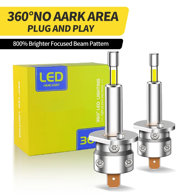 

2PCS Canbus H1 LED Headlight Bulb 55W 30000LM 4 Side CSP Chip LED Car Headlamp Auto Diode 360 Turbo LED High/Low Beam Fog Lamp