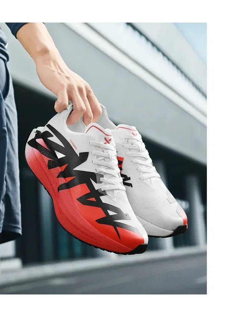 Herren-Laufschuhe für Geländerennen, rutschfeste Sneaker mit Carbonplatte, atmungsaktive Mesh-Dämpfung, Outdoor-Trainer-Schuhe für Paare, modisch – Detail 3