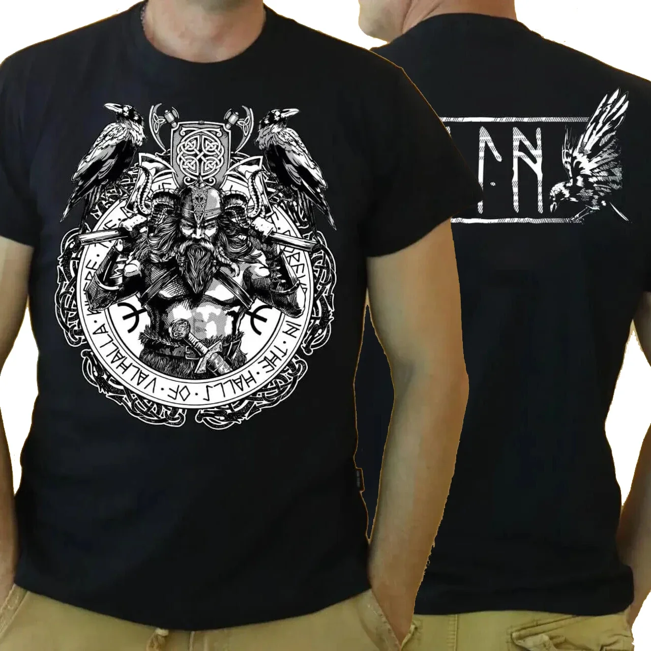 

Scandinavia Norse Myth Odin God Nordic Warrior T-Shirt 100% Cotton O-Neck Short Sleeve Summer Casual Mens T-shirt Size S-3XL
