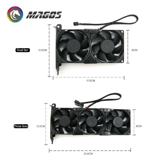 Imagen 2 del producto Ventilador de refrigeración VGA para PC, Enfriador de GPU 8025 PCI, 2 ventiladores y 3 ventiladores, enchufe opcional de 3 pines/MOLEX, 4 pines