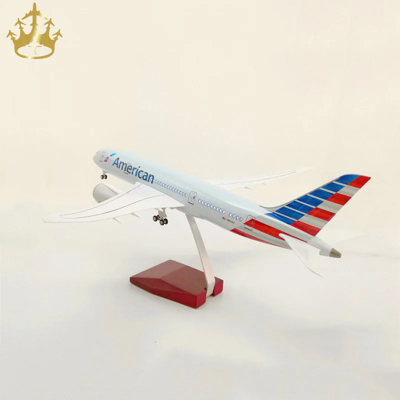 Boeing 787 American Airlines trem de pouso com luzes modelo de aeronave de simulação modelo de aeronave civil presente