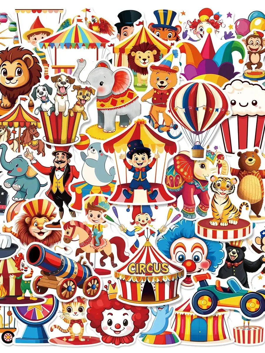 50/100/150 PIÈCES Circus Graffiti Autocollants Mignon Dessin Animé Ordinateur Portable Téléphone Autocollants Bagages Enfants Papeterie Décor Autocollants Étanches