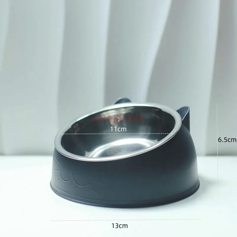 Cat Bowl Lovely Inclined cat Puppy Food Feeding Bowls Stainless Steel Cats Drinking Feeder Pet Dogs Cats Feeders