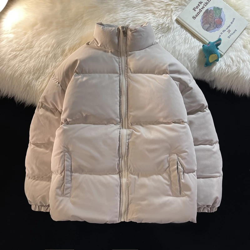 Estilo médio-longo parkas homem gola design sólido ulzzang estudantes inverno quente novo casual 4 cores moda simples all-match