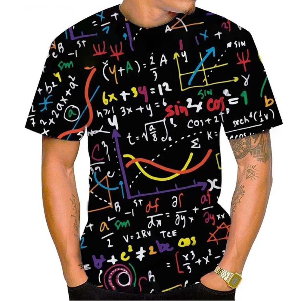 

Summer Fashion New Mathematical Formula Print 3D T-shirt Number Round Neck Short Sleeve Equation Suitable for Both Boys and Girl