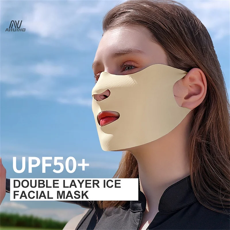 Ice Silk Sunscreen Mask Female Breathable Thin Section Hanging Ear Type Sports Sunshade