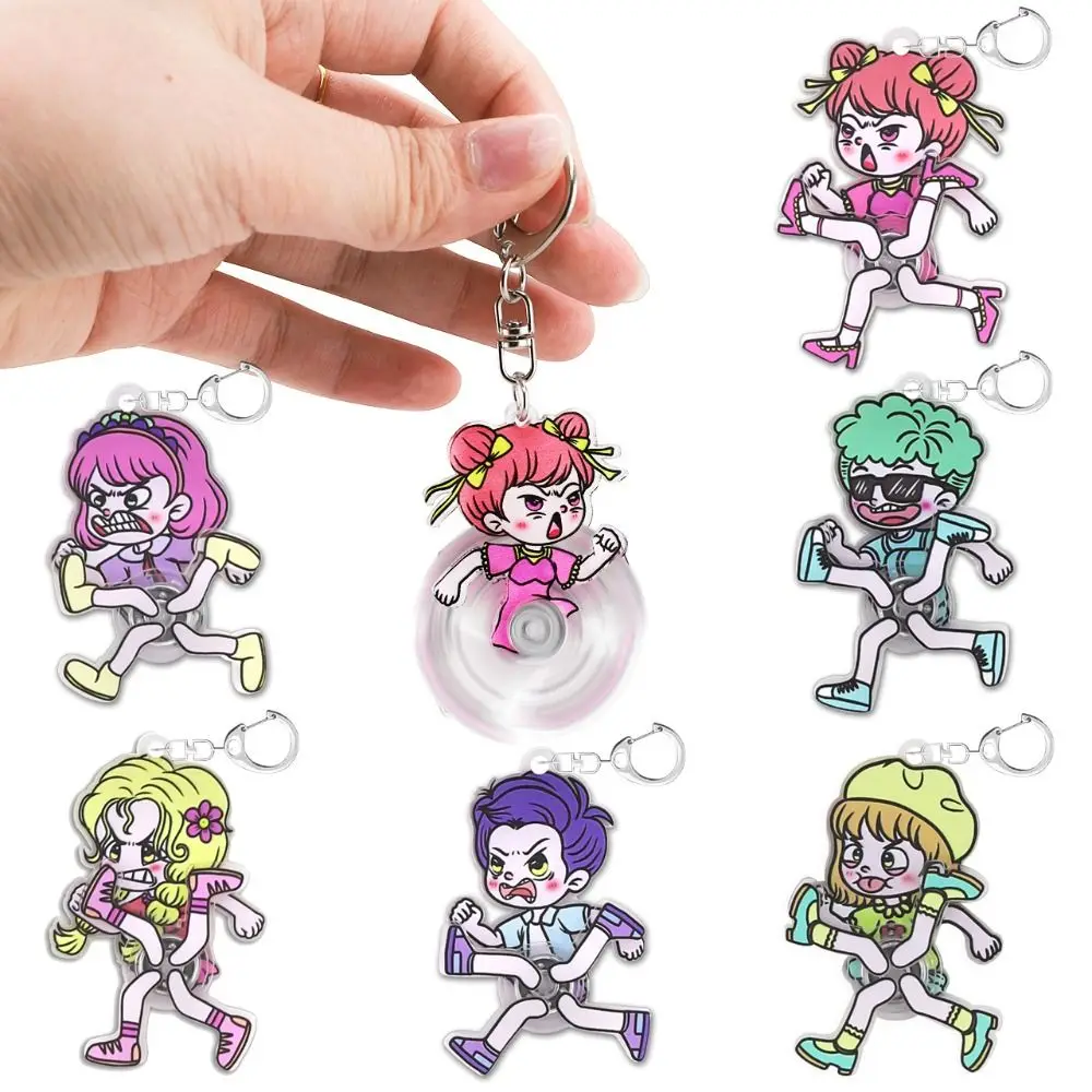 12 pçs/set design engraçado giroscópio chaveiro esporte correndo tema bonito anime estilo mão giroscópio brinquedo recurso de fiação