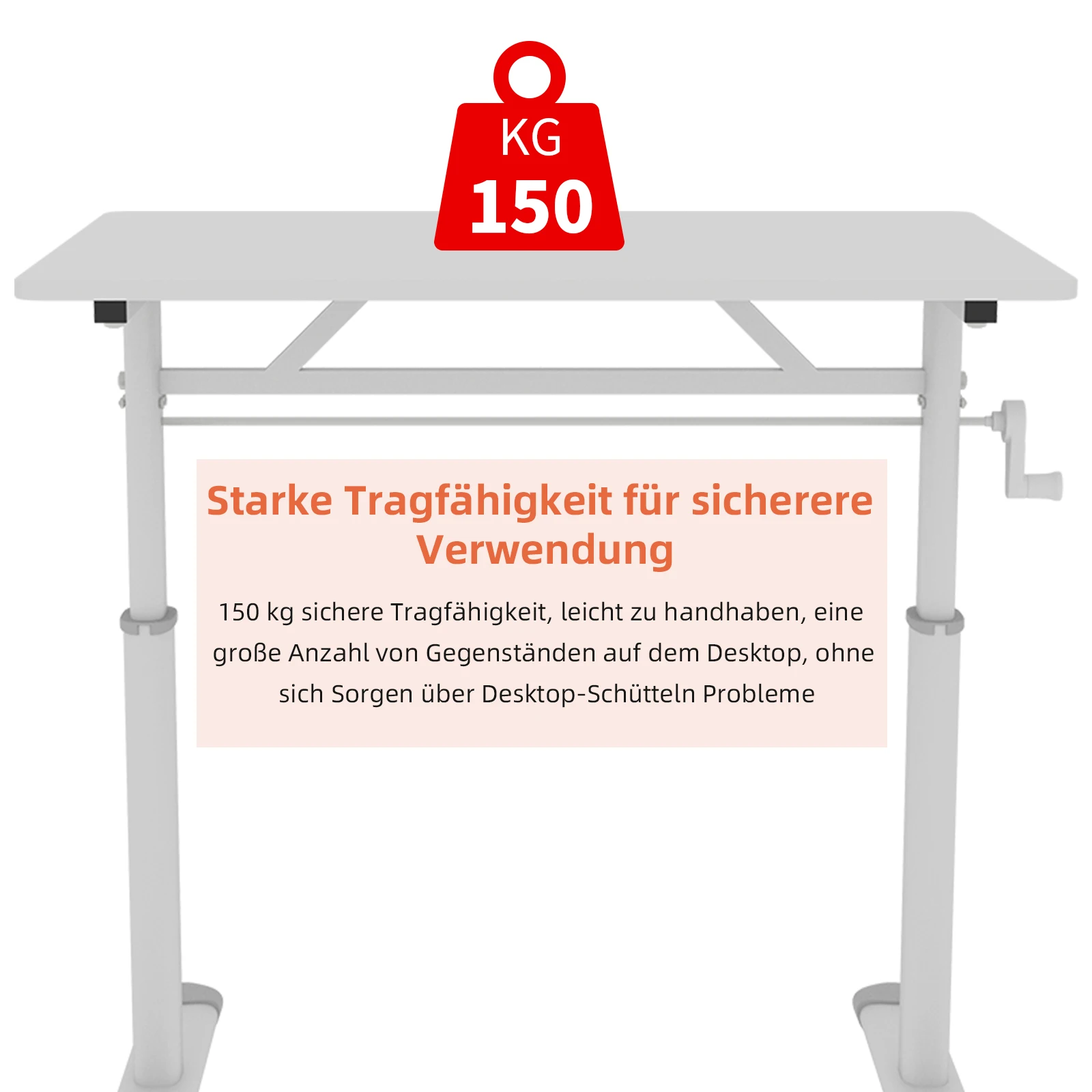 60*100cm Höhenverstellbarer Schreibtisch für Kinder & Erwachsene, Multifunktionales Kompaktdesign für Zuhause & Büro – Detail 11