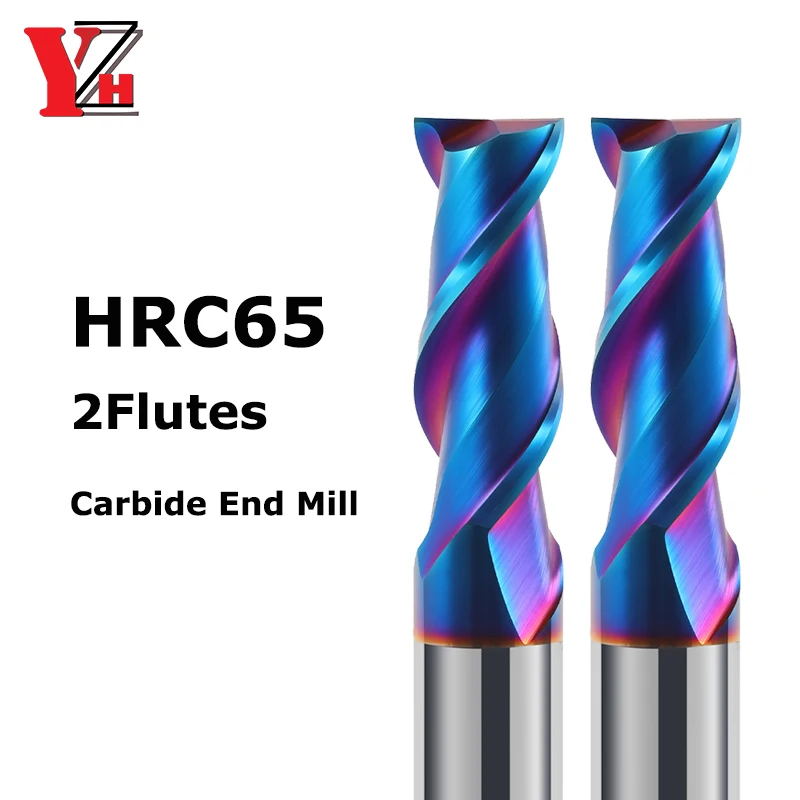 

YZH HRC65 End Mill CNC 2 Flutes Carbide Milling Cutter Tools 1 to 20mm CNC Machine Milling Tools