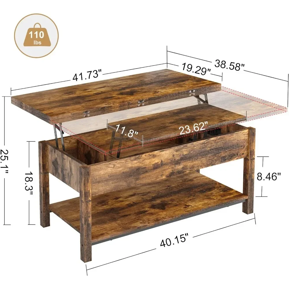 Furniture 4-in-1 Multi-Function Convertible Coffee Table With Storage Rustic Brown Dining Tables Living Room Chairs Furnitures