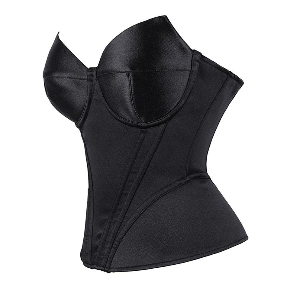 Becirzet Weißes Elegantes Damenkorsett Sexy Schulterfreies Satin-Fischgräten-Top Schlankmachendes Taillenformendes Bustier – Detail 4