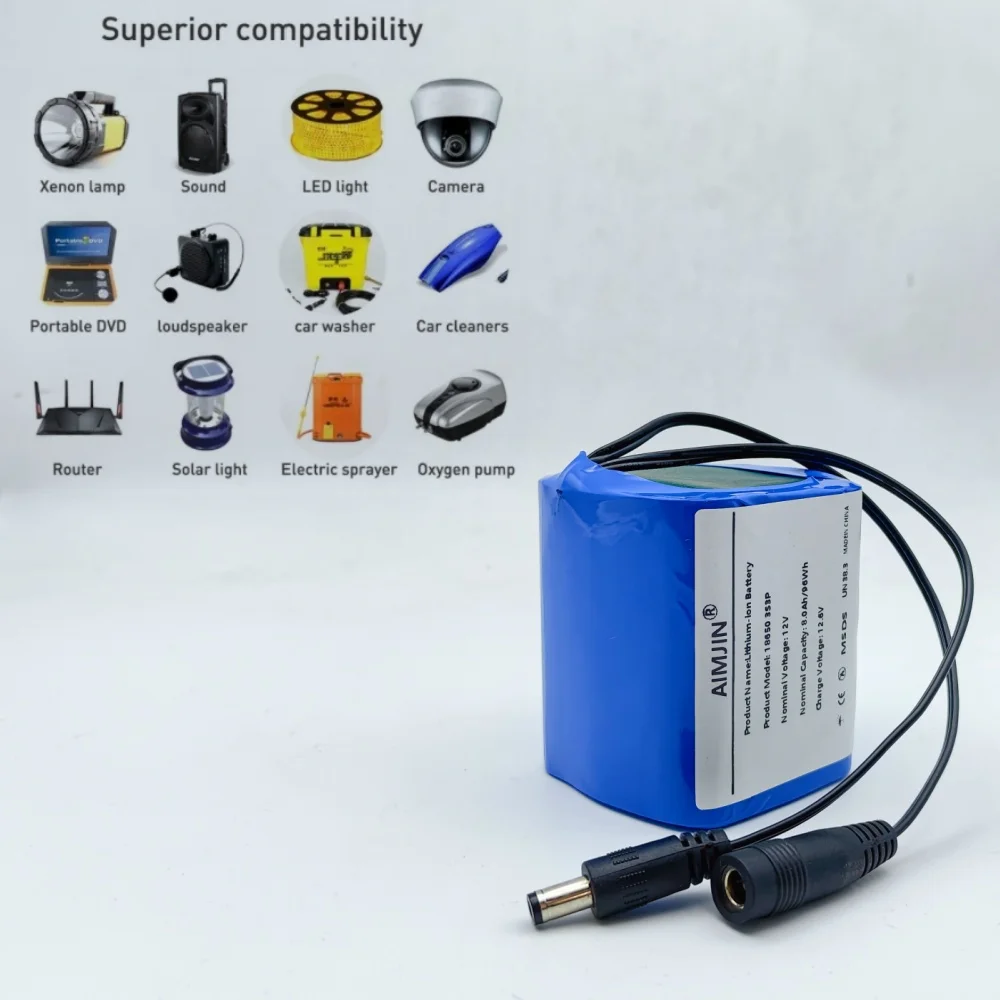 بطارية ليثيوم 12 فولت 18650 3S3P 8Ah لمصابيح زينون لوحة حماية مكبر الصوت ولوحات القيادة ومكبرات الصوت والشاشات والإلكترونيات وما إلى ذلك