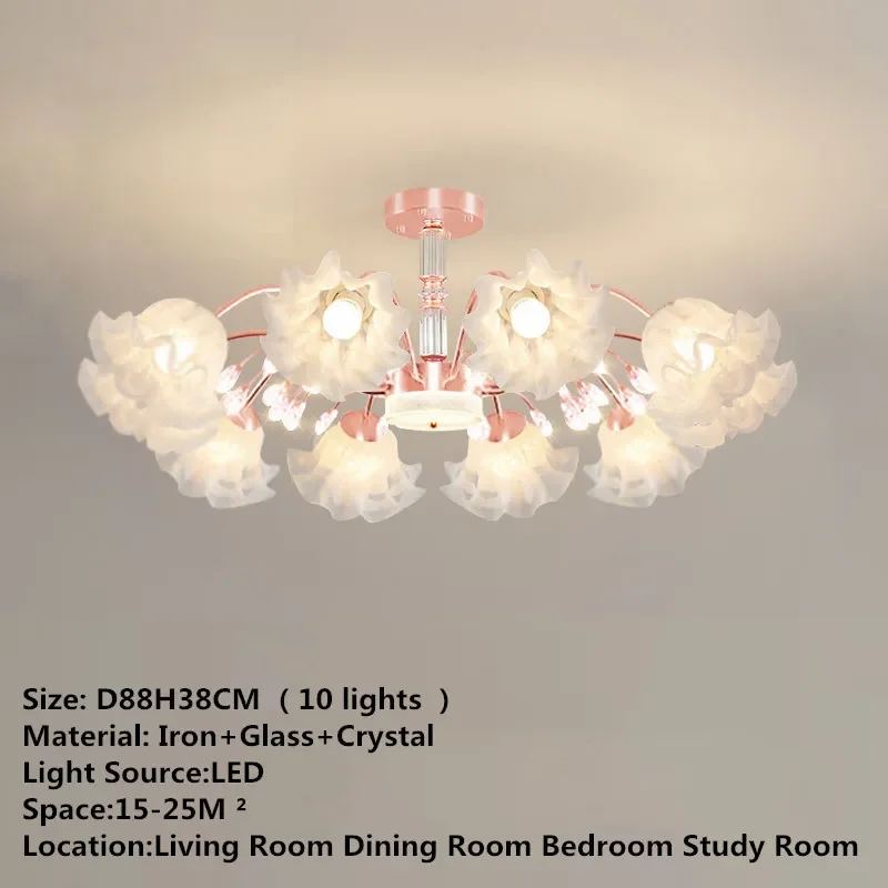 RONIN lampada a sospensione pastorale americana moderna soggiorno di lusso sala da pranzo camera da letto Villa Model Room Home LED Flower Chandelier