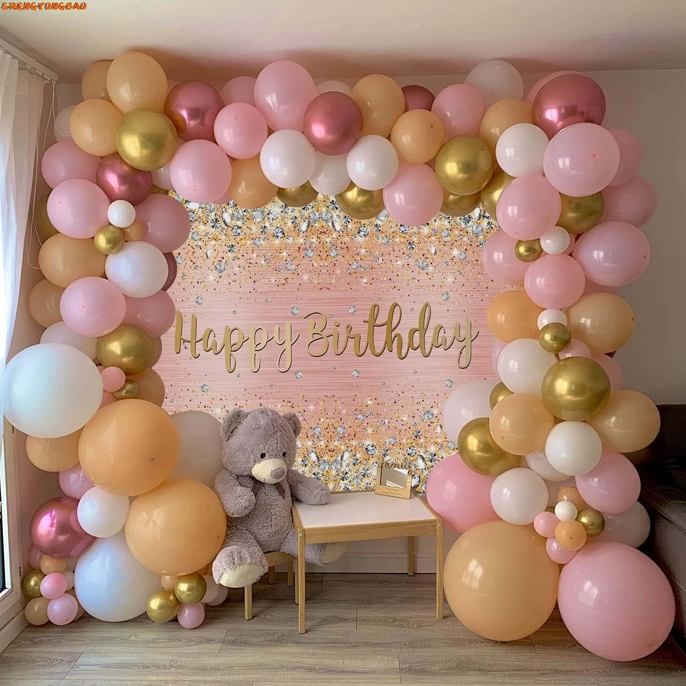

Glitter Light Birthday Party Backdrop Gold Dot Glitter Sparkle Diamonds Adult Happy Birthday Party Decor Photography Background