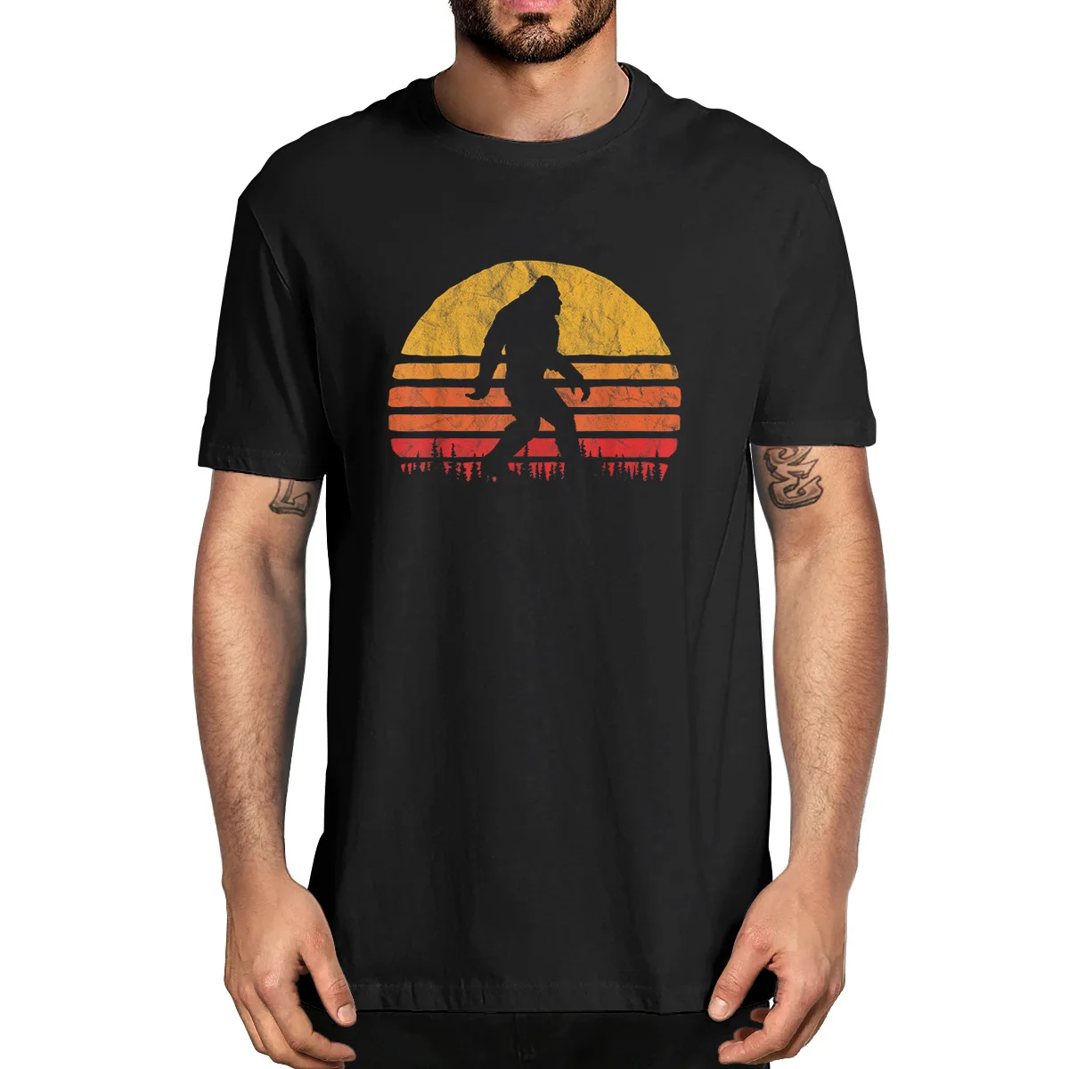 

Retro Bigfoot Silhouette Sun Vintage - Believe! 100% Cotton Summer Men's Novelty Oversized T-Shirt Women Casual Streetwear Tee