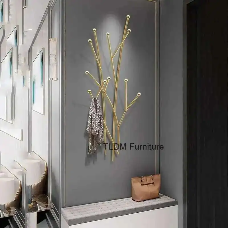 

Golden Wall Mount Clothes Rack Metal Minimalist Hall Entrance Clothes Stand Nordic Hangers Burro Ropa Perchero Home Eccessories