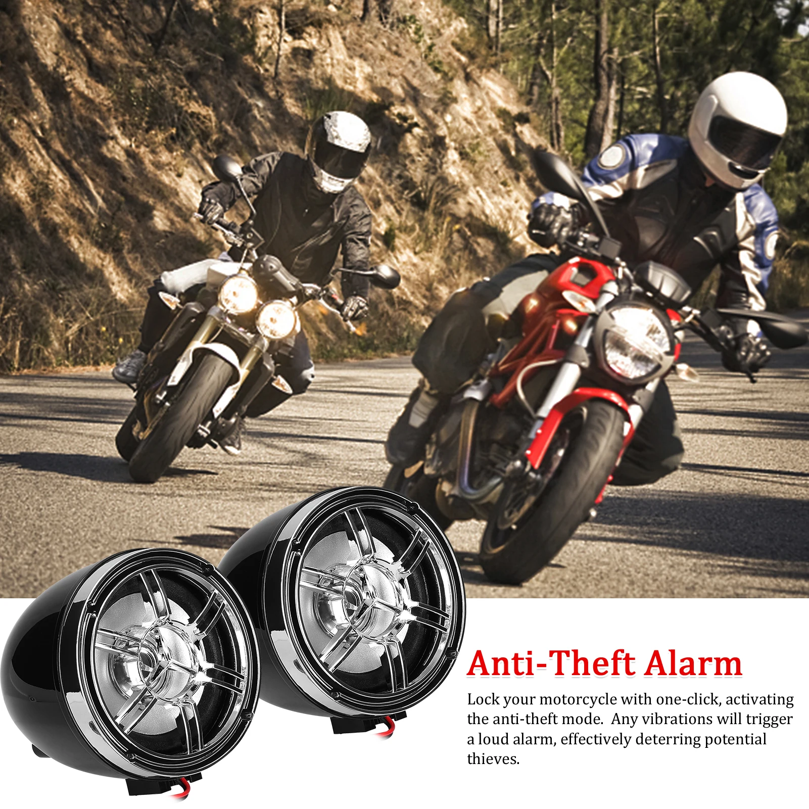 

Motorcycle Stereo Speaker Anti-Theft Alarm System Bluetooth MP3 Player TF AUX FM Radio USB Motorcycle Audio Sound System