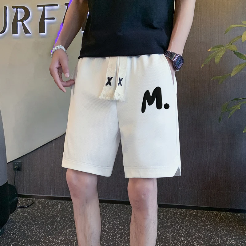 

Summer Thin Four-Quarter Elastic Waist Casual orts Men's American Sle Five-Quarter Pants Breathable Comfortable Straight Leg