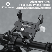 WEST BIKING Aluminium Alloy Bike Phone Stand Quick Release Adjustable Phone Holder MTB Road Bike Motorcycle Phone Antislip Clip