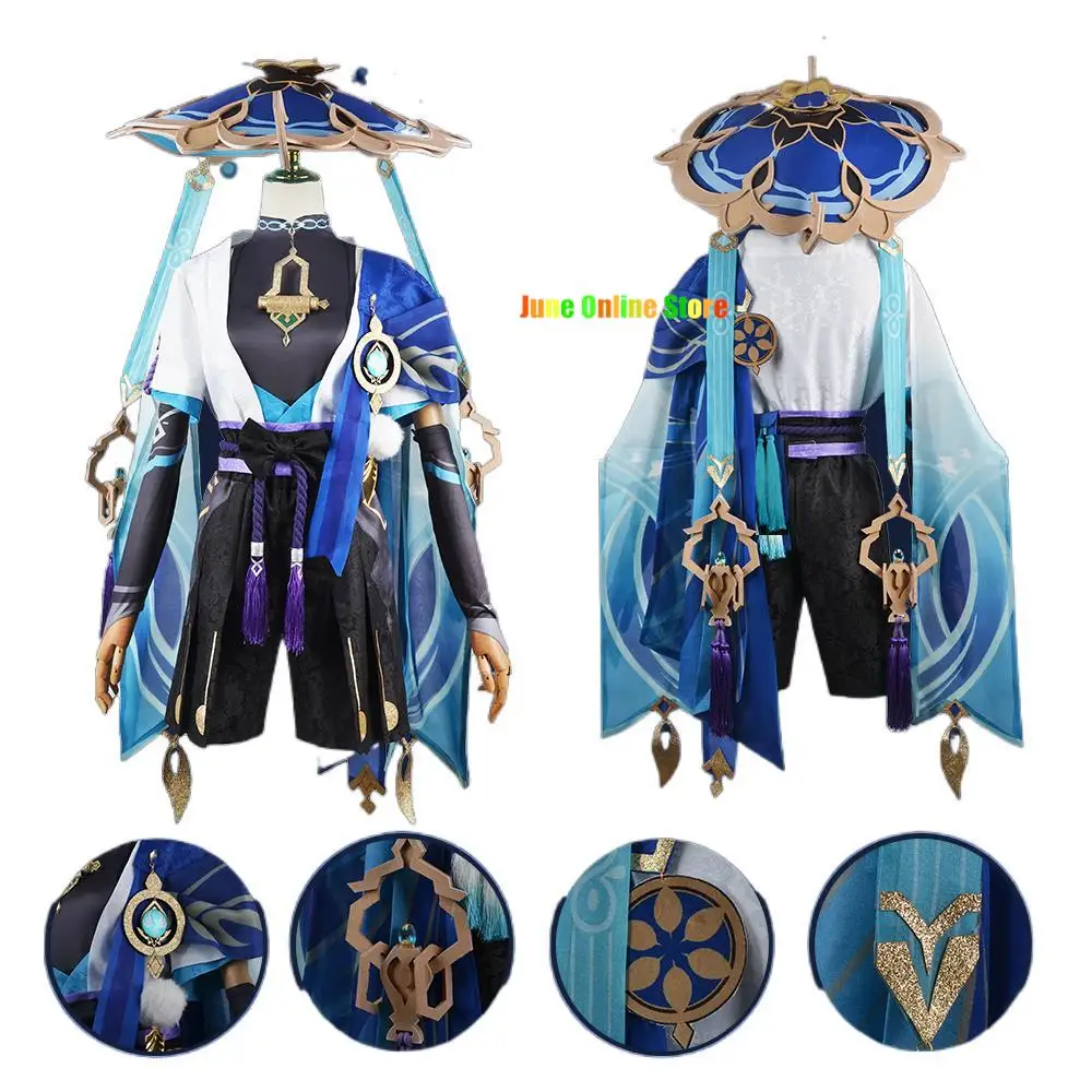 Scaramouche Cosplay Genshin Impact Kostuum Pruik Hoed Volledige Set Anime Halloween Genshin Cosplay Wanderer Kostuum Uniform voor Mannen