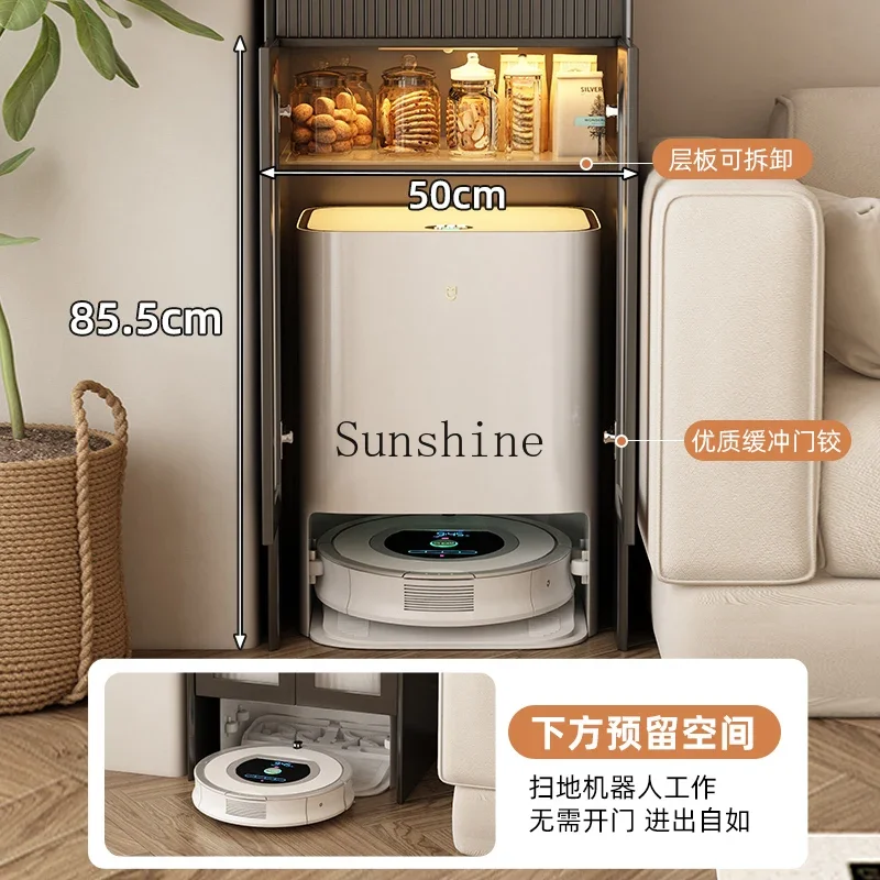 Living room, TV side cabinet, sweeping robot base station storage, hidden storage, dining side cabinet