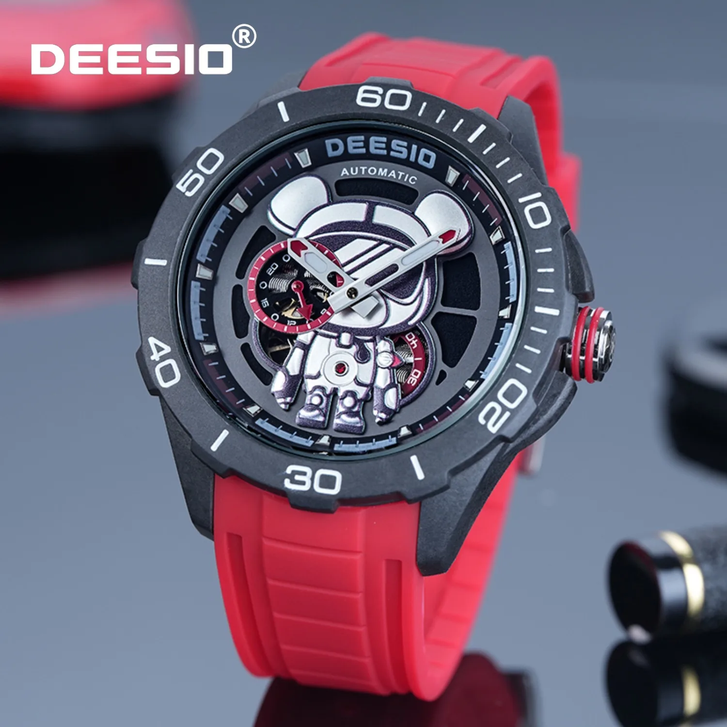 

Deesio Fashion Men's Automatic Mechanical Watch Carbon Fiber Case Waterproof Luminous Sports Wristwatch Trends Gift for Men