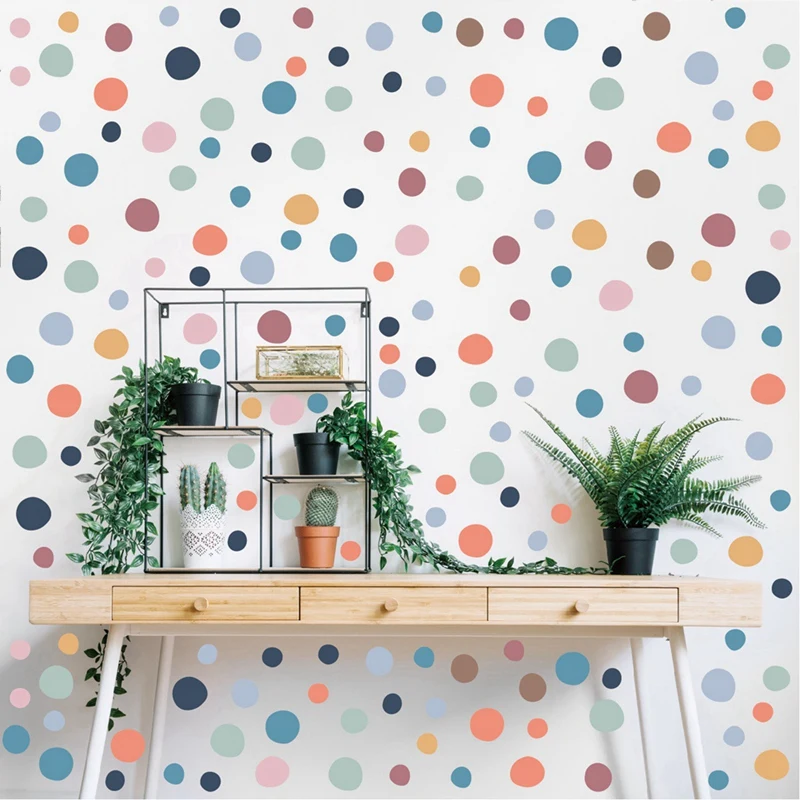 300Pcs Colorful Polka Dots Wall Stickers Rainbow Wall Stickers Decoration For Nursery Wallpaper Bedroom