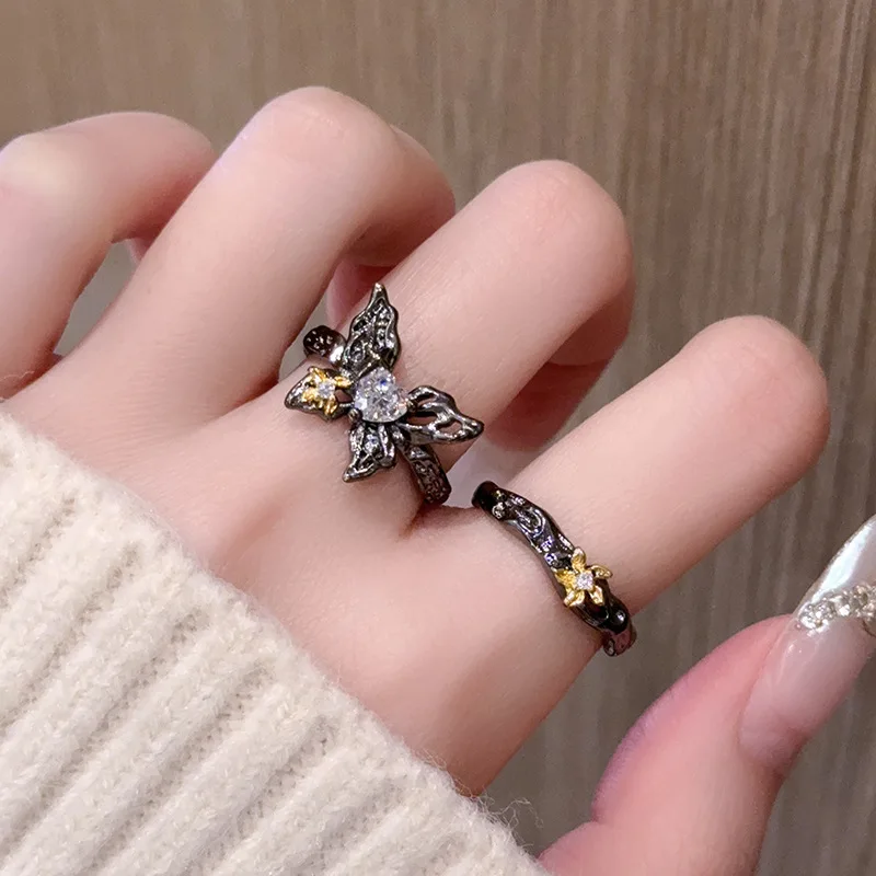 MODOMA 2024 New Trends Dark Style Gothic Rings For Women y2k Punk Accessories Dark Souls Jewelry Sets Design Adjustable Rings