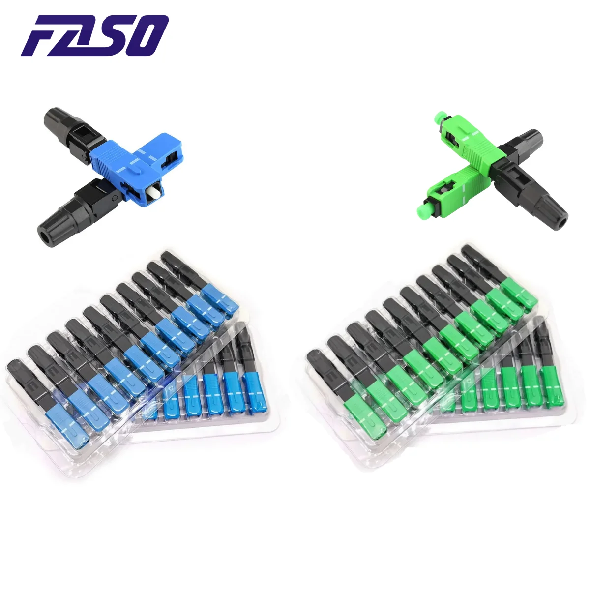 100pc SC APC Fiber Optic Quick Connector Fiber Optic Fast Connectors Single Mode Mechanical Connectors Adapter
