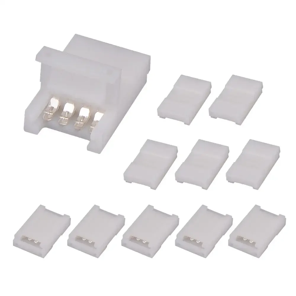 10 connettori per strisce luminose a LED RGB a 4 pin, 10 mm, senza fili, senza saldatura, per strisce LED RGB 5050, 10 connettori RGB a 4 pin