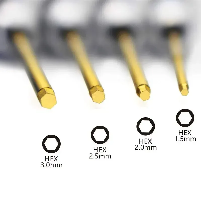 4 pçs rc ferramentas hex chave de fenda conjunto titânio chapeamento endurecido 1.5 2.0 2.5 3.0mm chave de fenda hex chave para rc helicóptero carro rc brinquedos