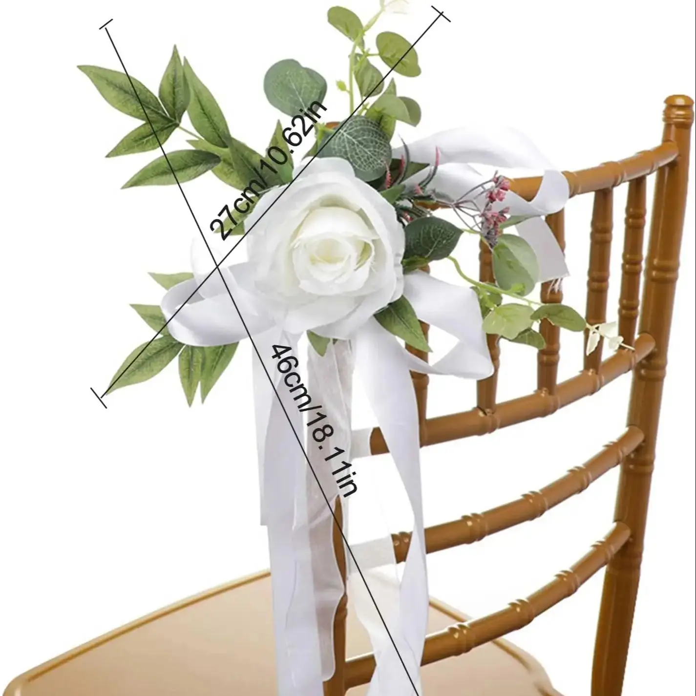 2 قطعة زينة ممر الزفاف زهور بيو لحفل الزفاف كرسي كرسي الأزهار الزهور الاصطناعية كرسي الكنيسة ديكور الحفلات #2