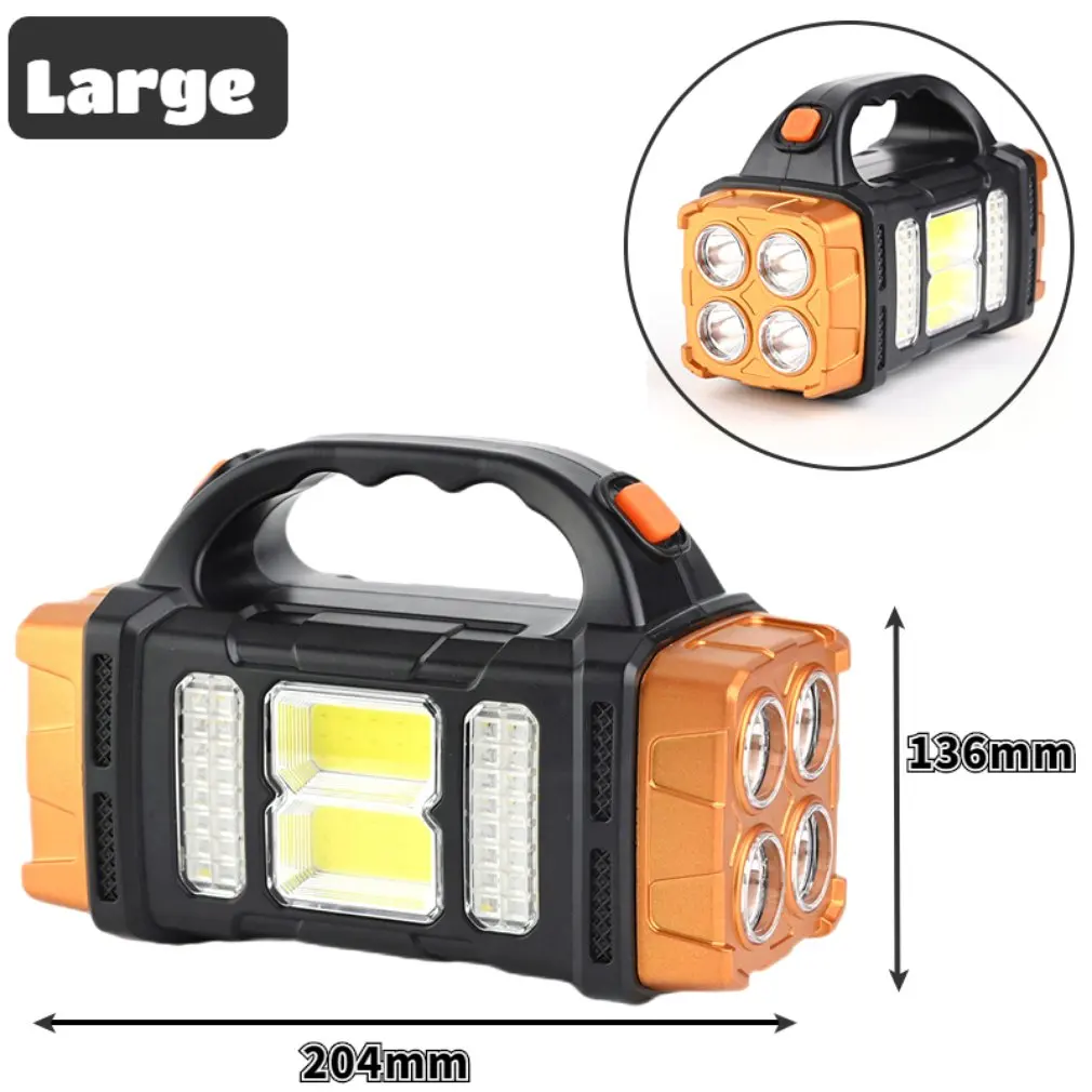 Rechargeable Portable Hand Lamp 8/4 LED Powerful Flashlight Outdoor Camping Solar Charging Light USB Torch With Work Lantern