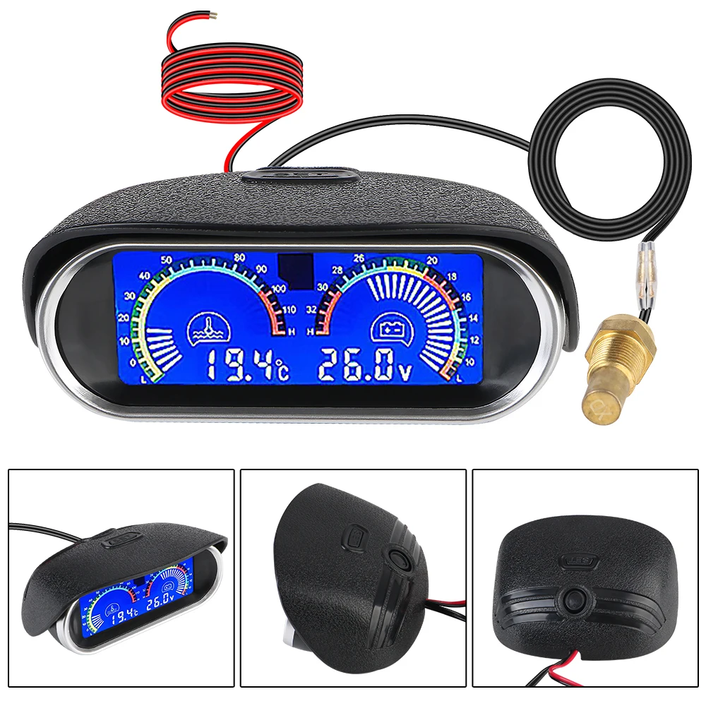 Autp Instrumentation Car Gauge Water Temp Meter Digital ​10mm M10 Temperature Sensor Car Voltage Meter 9V-36V 2 In 1 Universal