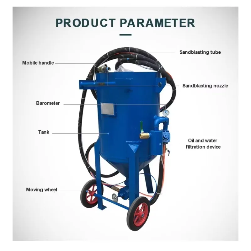 Latest Design Reasonable Price Portable Dustless Water Wet Sand Blasting Machine,Sand Blaster Pot with Mobile Wheel