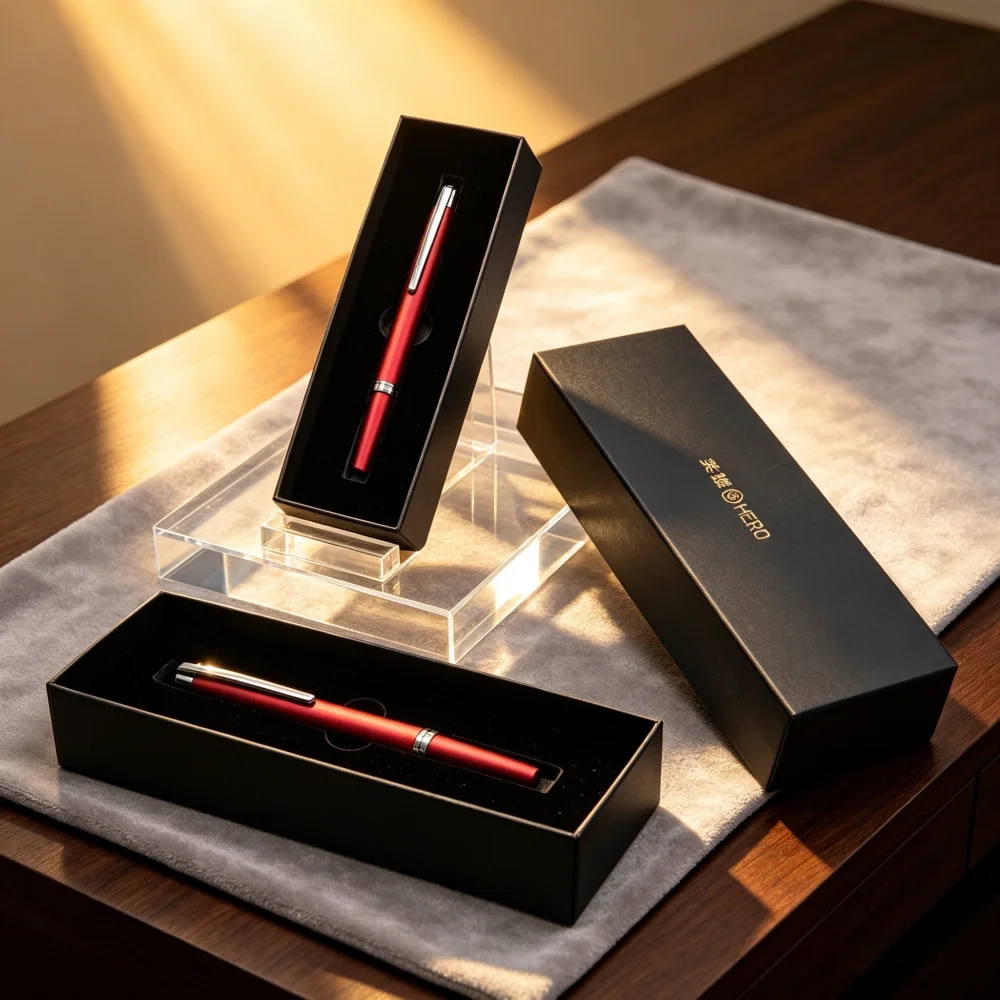 

HERO 8203 Premium Fountain Pen 0.5mm Stainless Steel Irridium Nib Smooth Writing 4 Vibrant Colors Gift Box Packaging