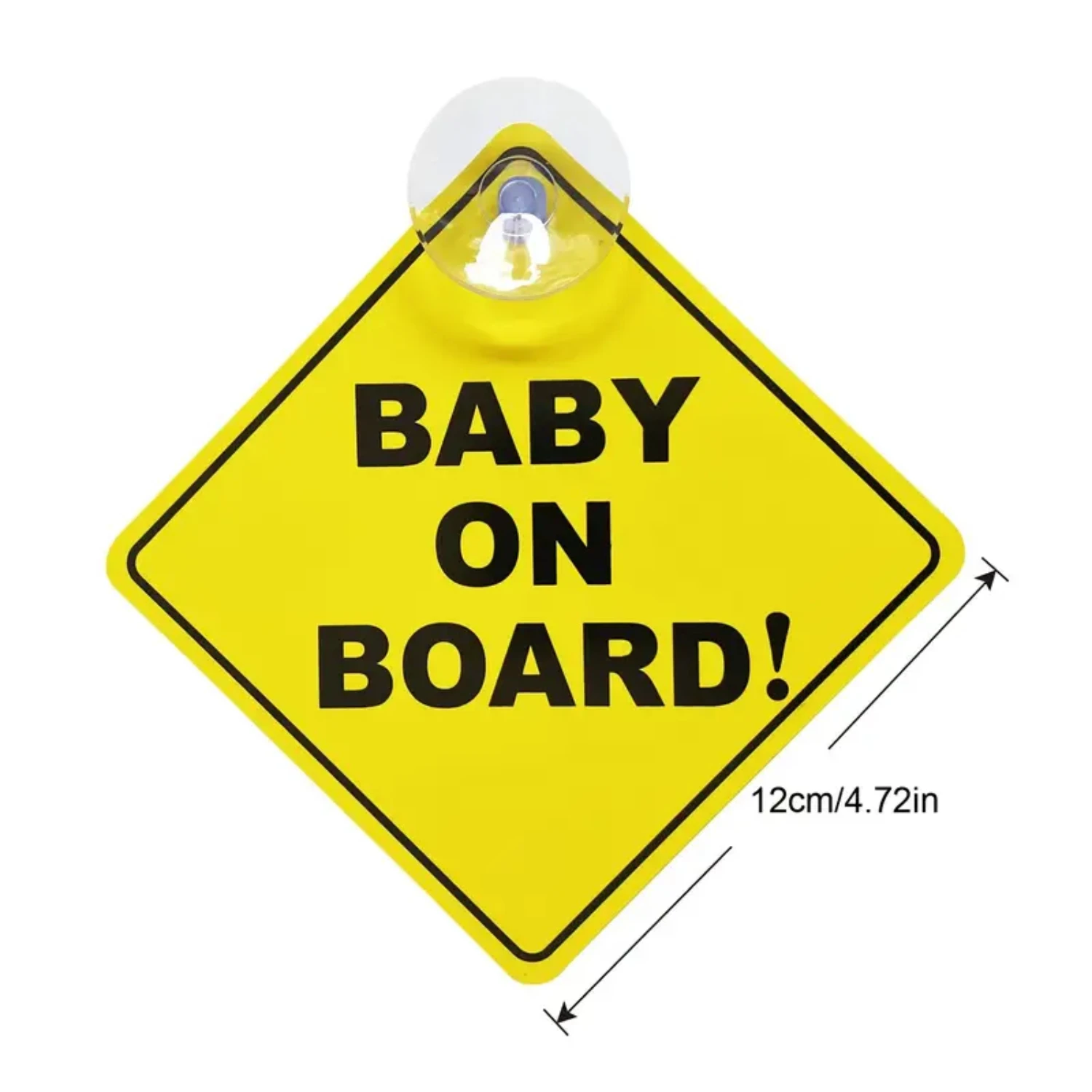 Top-Quality Set of 2 Bright Yellow Sequin Baby Car Holder Sticker with Powerful Suction Discs - Essential Safety Sign for Your V