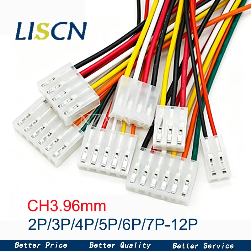 10pcs CH3.96 Terminal Wire Set 3.96mm Single & Double Head 20AWG Color-Coded Electronic Wires for 2P-12P Connections